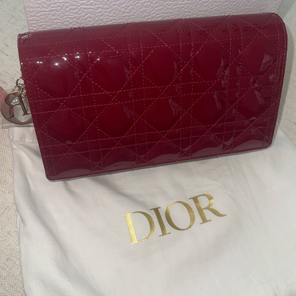 Dior Cherry Red Clutch with Gold hardware